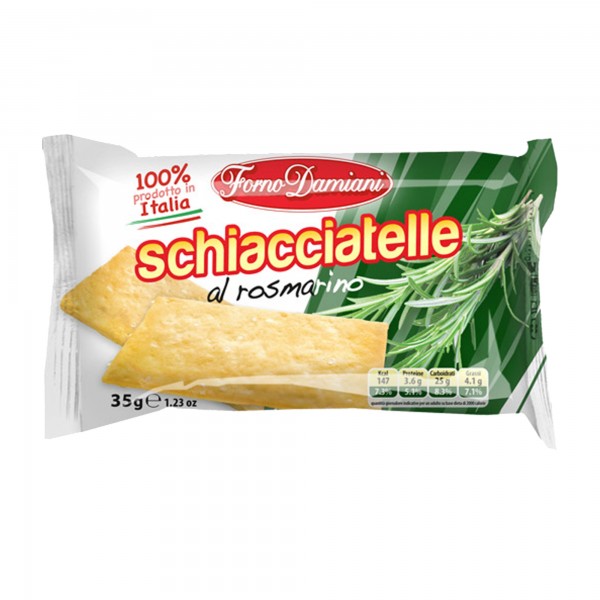 Schiacciatella al rosmarino - monoporzione 35 gr - Forno Damiani - conf. 50 pezzi Schiacciatella al rosmarino - monoporzione 35 gr - Forno Damiani - conf. 50 pezzi