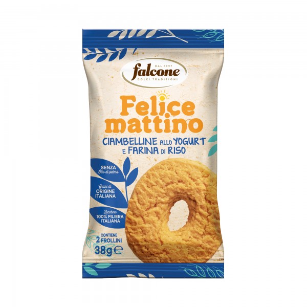 Biscotti ciambellina - allo yogurt e farina di riso - monoporzione da 38 gr - Falcone Biscotti ciambellina - allo yogurt e farina di riso - monoporzione da 38 gr - Falcone