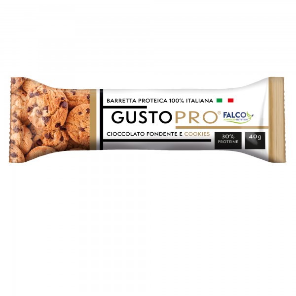 Barretta proteica GustoPro - cioccolato fondente/cookie - 40 gr - Falco Barretta proteica GustoPro - cioccolato fondente/cookie - 40 gr - Falco