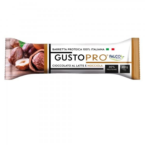 Barretta proteica GustoPro - cioccolato al latte/nocciola - 40 gr - Falco Barretta proteica GustoPro - cioccolato al latte/nocciola - 40 gr - Falco