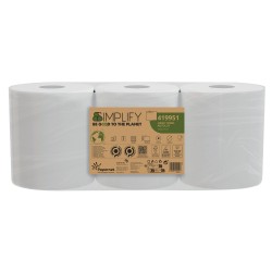 Asciugamani in rotolo Autocut Simplify - 19,6 cm x 130 m - diametro 18,5 cm - 19,5 gr - 2 veli - bianco - Papernet