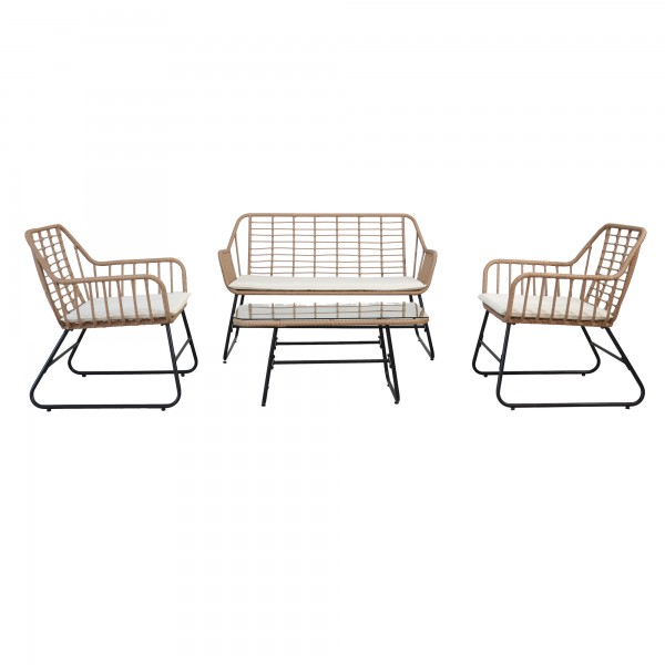 Salotto Cebu - polyrattan naturale - Garden Friend - set 4 elementi Salotto Cebu - polyrattan naturale - Garden Friend - set 4 elementi
