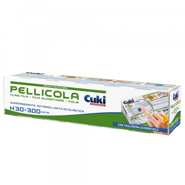 Roll pellicola trasparente - con seghetto - 300 mm x 300 m - PVC - Cuki Professional Roll pellicola trasparente - con seghetto - 300 mm x 300 m - PVC - Cuki Professional