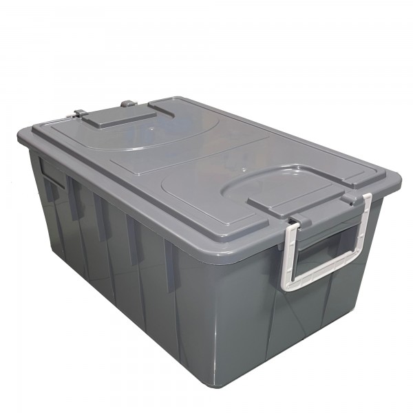 Cassa multiuso - con coperchio e manici - 58 x 38 x 26 cm - 40 L - PP - grigio scuro/grigio chiaro - Mobil Plastic Cassa multiuso - con coperchio e manici - 58 x 38 x 26 cm - 40 L - PP - grigio scuro/grigio chiaro - Mobil Plastic