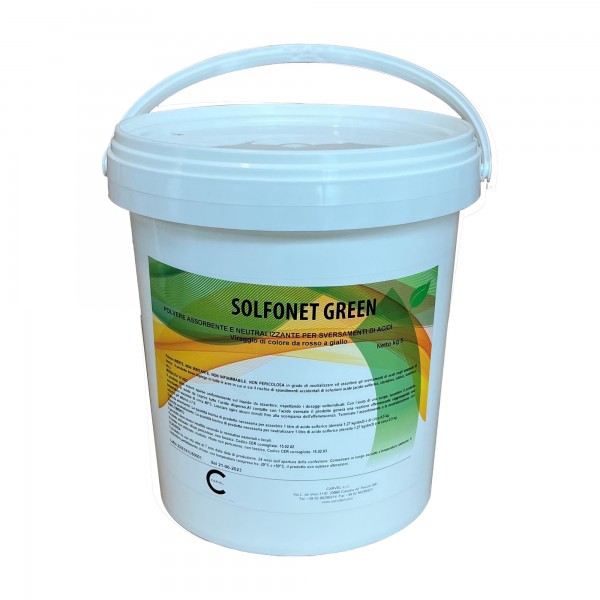 Polvere assorbente - Solfonet Green - per sversamento acido solforico - 5 kg - Carvel