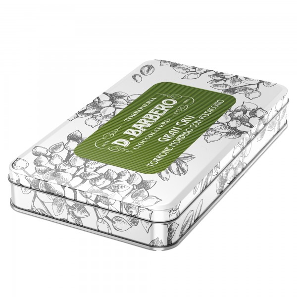 Tavoletta torrone Gran Cru - in scatola metallo - pistacchio - 100 gr - Barbero
