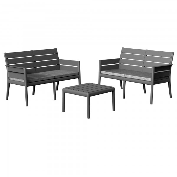 Salotto Panka - antracite - Grandsoleil - set 4 elementi Salotto Panka - antracite - Grandsoleil - set 4 elementi