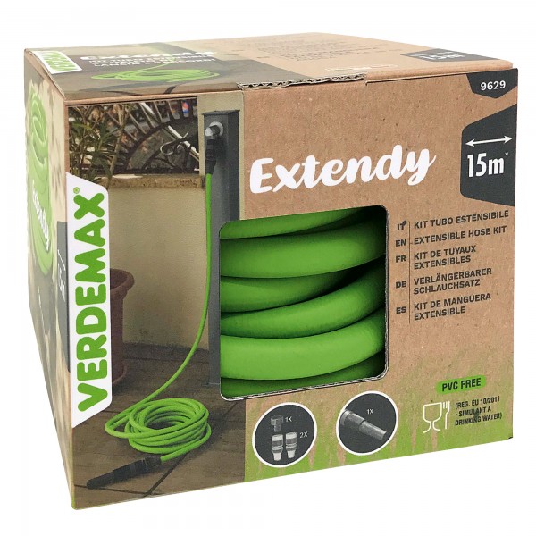 Tubo da giardno a 6 strati estensibile Extendy -15 m - TPE - verde - Verdemax