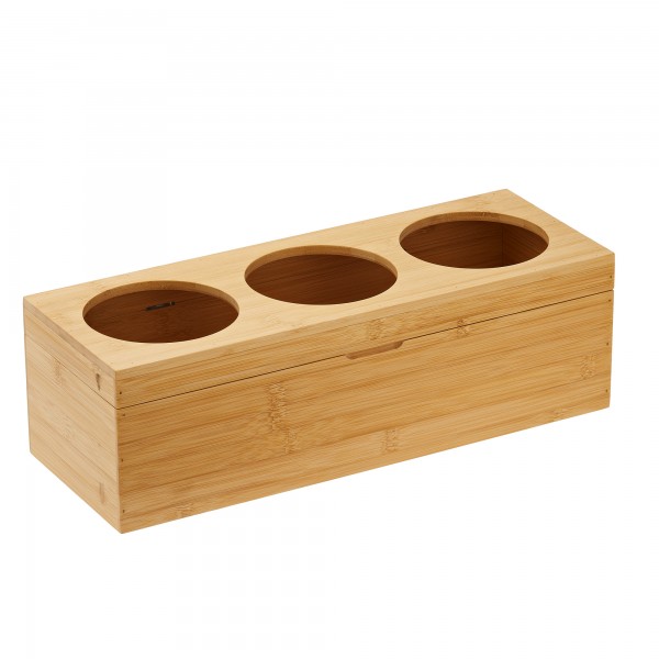 Portabottiglie con tre fori - 42 x15,5 x13 cm - bamboo - colore naturale - Leone Portabottiglie con tre fori - 42 x15,5 x13 cm - bamboo - colore naturale - Leone