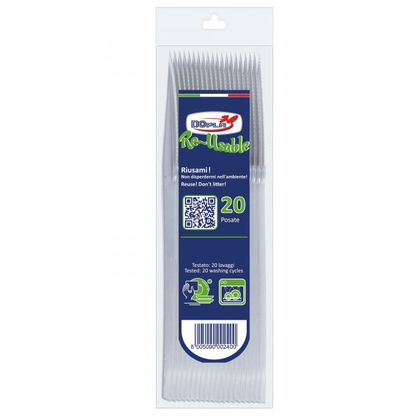 Coltello compact Reuse - 18 cm - PS -  trasparente - Dopla - conf. 20 pezzi