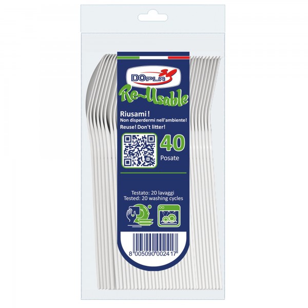 Cucchiaino dessert compact Reuse -12,5 cm - PS - trasparente - Dopla - conf. 40 pezzi Cucchiaino dessert compact Reuse -12,5 cm - PS - trasparente - Dopla - conf. 40 pezzi