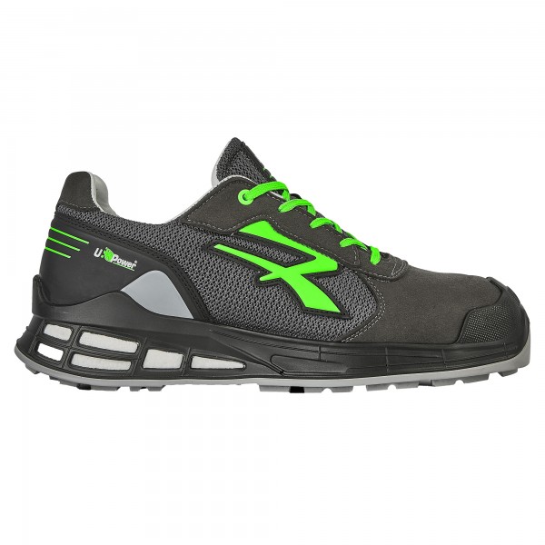 Calzatura di sicurezza Egon S1P - numero 45 - nylon/pelle scamosciata - nero/verde - U-Power Calzatura di sicurezza Egon S1P - numero 45 - nylon/pelle scamosciata - nero/verde - U-Power