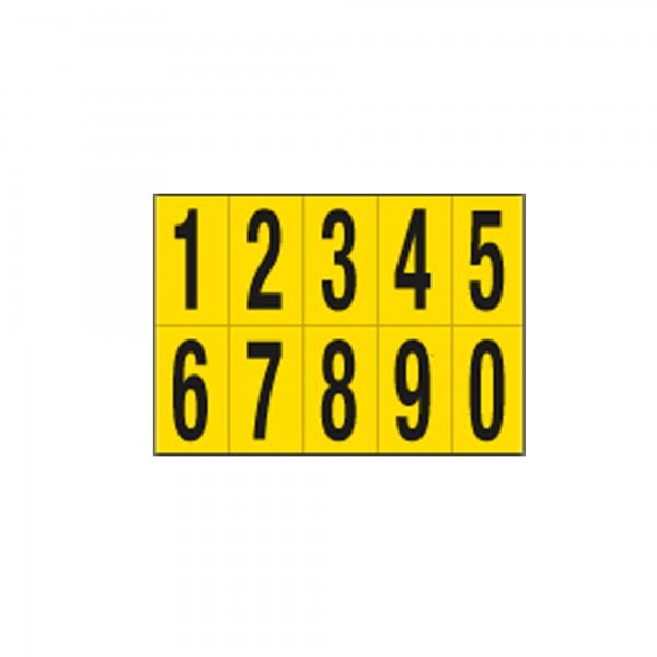 Numeri adesivi da 0 a 9 - in PVC - 70 x 124 mm - 10 et/fg - 1 foglio - nero/giallo Numeri adesivi da 0 a 9 - in PVC - 70 x 124 mm - 10 et/fg - 1 foglio - nero/giallo