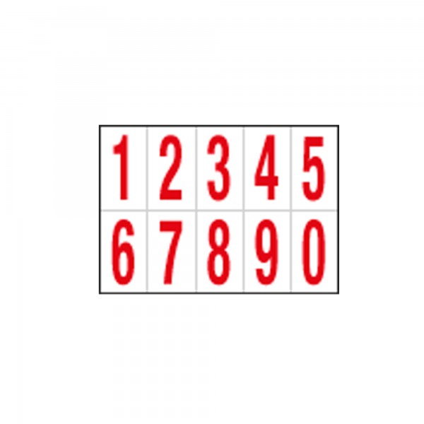 Numeri adesivi da 0 a 9 - in PVC - 56 x 99 mm - 10 et/fg - 1 foglio - rosso/bianco