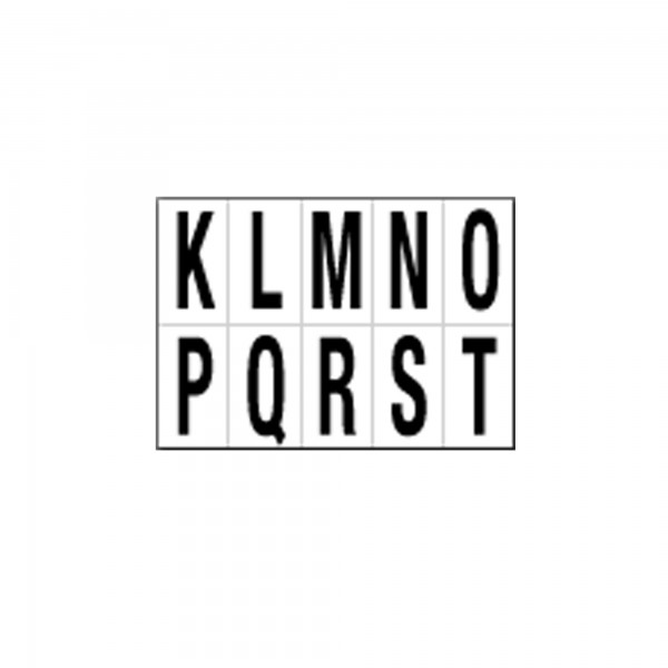 Lettere adesive da K a T - in PVC - 56 x 99 mm - 10 et/fg - 1 foglio - nero/bianco Lettere adesive da K a T - in PVC - 56 x 99 mm - 10 et/fg - 1 foglio - nero/bianco