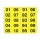 Numero adesivo da 01 a 99 - 44 x 34 mm - 10 et/fg - 10 fogli - nero/giallo
