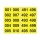 Numero adesivo da 001 a 500 - 45 x 24 mm - 10 et/fg - 50 fogli - nero/giallo