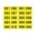 Numero adesivo da 501 a 999 - 45 x 24 mm - 10 et/fg - 50 fogli - nero/giallo