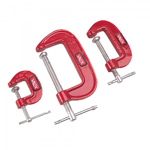 Set 3 morsertti a C - con serraggio a vite - misure assortite - Valex Set 3 morsertti a C - con serraggio a vite - misure assortite - Valex
