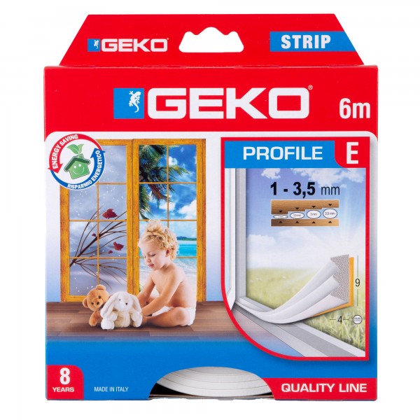 Guarnizione adesiva per isolamento STRIP - fessura 1-3 mm - 6 m - gomma - bianco - Geko Guarnizione adesiva per isolamento STRIP - fessura 1-3 mm - 6 m - gomma - bianco - Geko