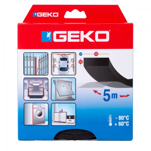 Guarnizione adesiva per serramenti MUSS - 15 x 10 mm x 5 m - neoprene - nero - Geko Guarnizione adesiva per serramenti MUSS - 15 x 10 mm x 5 m - neoprene - nero - Geko
