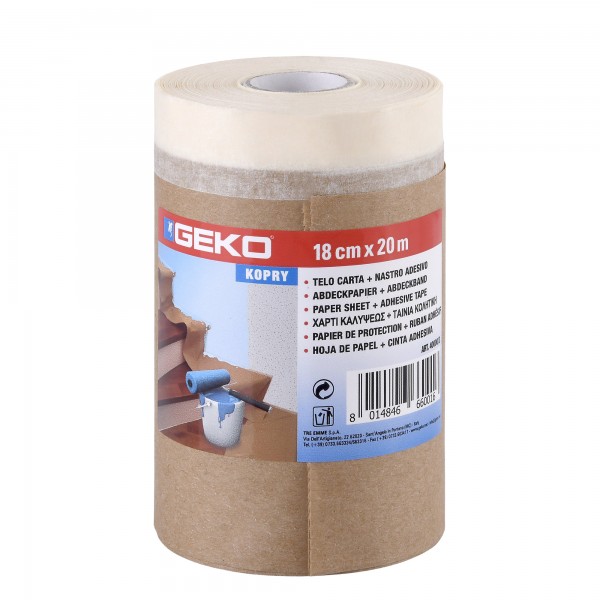 Bobina nastro adesivo e telo in carta - 18 cm x 20 m - Geko Bobina nastro adesivo e telo in carta - 18 cm x 20 m - Geko