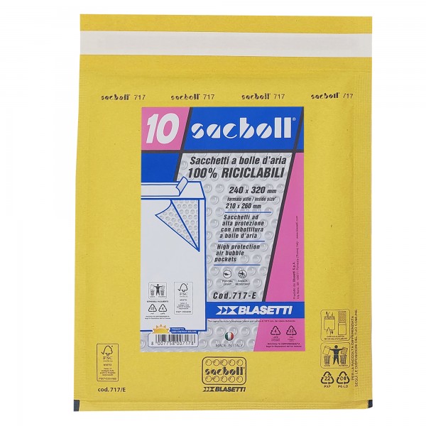 Busta imbottita Sacboll - E (24 x 32 cm) - carta - avana - Blasetti - conf. 10 pezzi Busta imbottita Sacboll - E (24 x 32 cm) - carta - avana - Blasetti - conf. 10 pezzi
