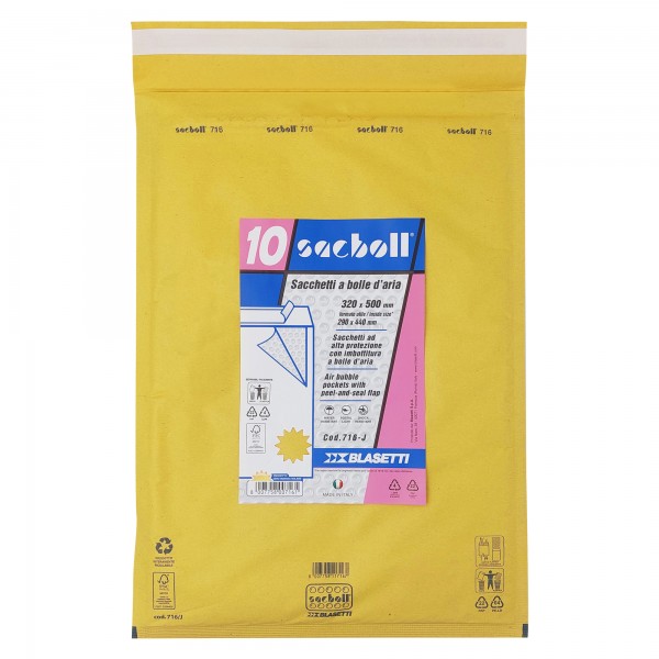 Busta imbottita Sacboll - J (32 x 50 cm) - carta - avana - Blasetti - conf. 10 pezzi Busta imbottita Sacboll - J (32 x 50 cm) - carta - avana - Blasetti - conf. 10 pezzi