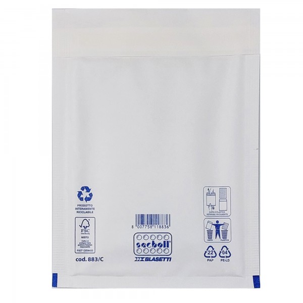 Busta imbottita Sacboll - C (17 x 27 cm) - carta - bianco - Blasetti - conf. 10 pezzi Busta imbottita Sacboll - C (17 x 27 cm) - carta - bianco - Blasetti - conf. 10 pezzi