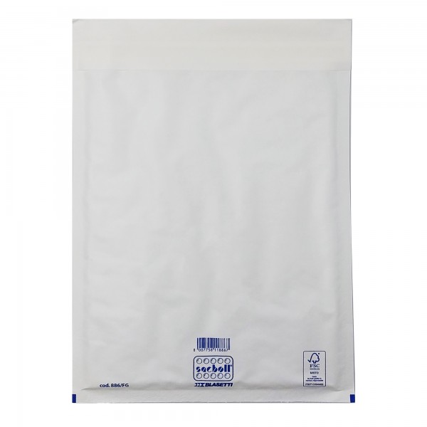Busta imbottita Sacboll - FG (25 x 39 cm) - carta - bianco - Blasetti - conf. 10 pezzi Busta imbottita Sacboll - FG (25 x 39 cm) - carta - bianco - Blasetti - conf. 10 pezzi