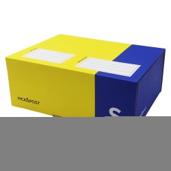 Scatola automontante per ecommerce PICK&Post - S - 26 x 19 x 10 cm - giallo/blu - Blasetti