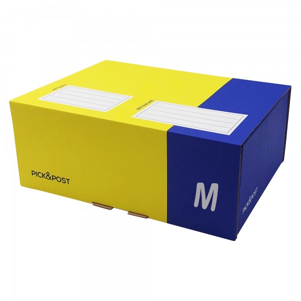 Scatola automontante per ecommerce PICK&Post - M - 36 x 24 x 12 cm - giallo/blu - Blasetti