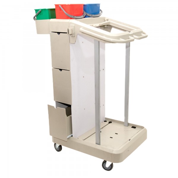 Carrello per pulizie UNI-J 11 - multifunzione - con  mobiletto 3 cassetti - 24 L - 75 x 60 x 118 cm - Taxon