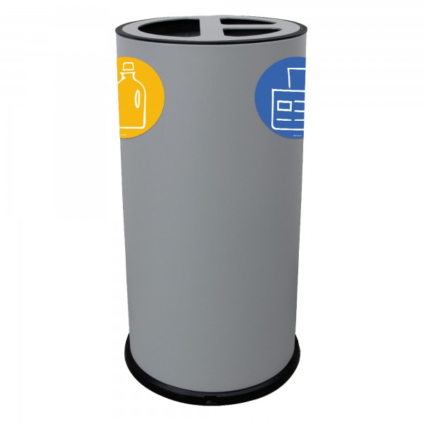 Contenitore tondo per raccolta differenziata - 3 scomparti - 70 L - grigio - Stilcasa Contenitore tondo per raccolta differenziata - 3 scomparti - 70 L - grigio - Stilcasa