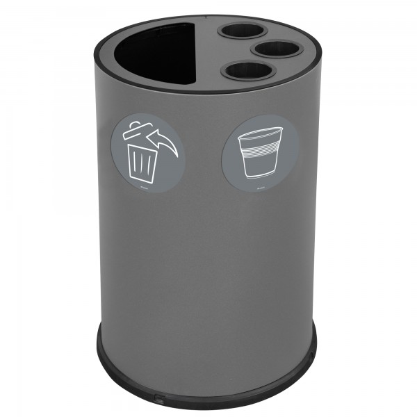 Contenitore tondo per raccolta differenziata - con divisiorio bicchieri - 50 L - grigio - Stilcasa Contenitore tondo per raccolta differenziata - con divisiorio bicchieri - 50 L - grigio - Stilcasa