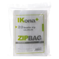 Sacchetti Zip - 20 x 30 cm - PE - trasparente - Ikona+ - conf. 20 pezzi