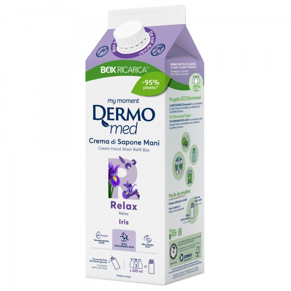 Ricarica crema di sapone mani - carton box - 900 ml - iris - Dermomed
