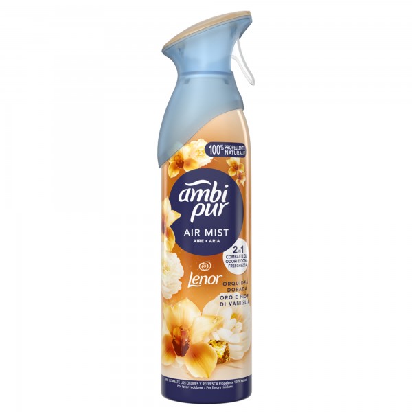 Deodorante per ambienti Lenor - elimina ordori - 185 ml - oro e fiori di vaniglia - Ambipur Deodorante per ambienti Lenor - elimina ordori - 185 ml - oro e fiori di vaniglia - Ambipur