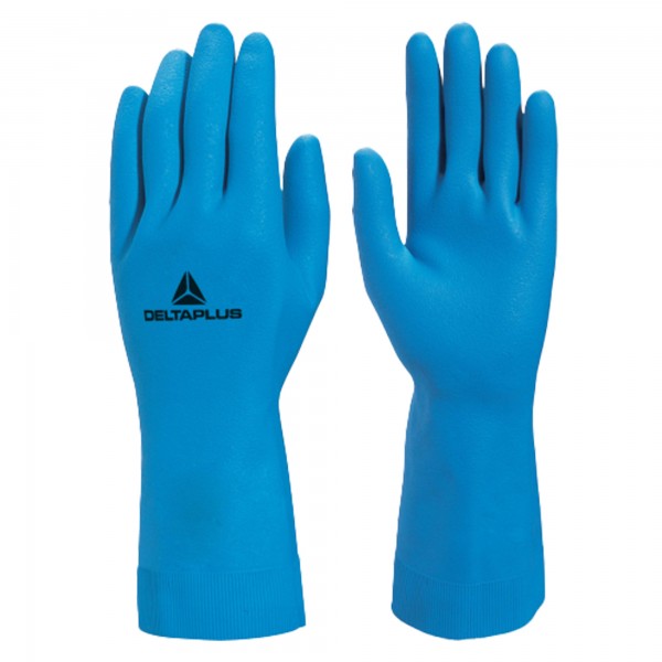 Guanti chimici VE440 - per acidi e industria alimentare - taglia 8/9 - lattice - blu - Deltaplus Guanti chimici VE440 - per acidi e industria alimentare - taglia 8/9 - lattice - blu - Deltaplus