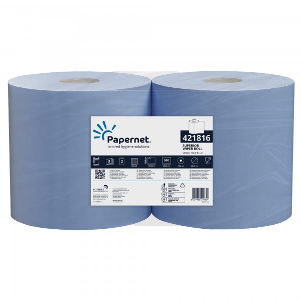 Bobina asciugatutto Superior - 3 veli - 19 gr - diametro 30 cm - 21,5 cm x 190 m - blu - Papernet Bobina asciugatutto Superior - 3 veli - 19 gr - diametro 30 cm - 21,5 cm x 190 m - blu - Papernet