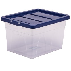 Contenitore multiuso Bankers Box - 37 x 40 x 24,5 cm - 22 L - PP - con coperchio blu - trasparente - Fellowes