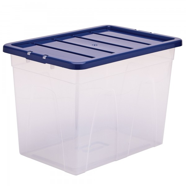 Contenitore multiuso Bankers Box - 38 x 56 x 41 cm - 64 L - PP - con coperchio blu - trasparente - Fellowes Contenitore multiuso Bankers Box - 38 x 56 x 41 cm - 64 L - PP - con coperchio blu - trasparente - Fellowes
