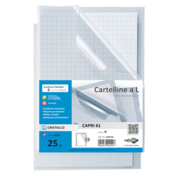 Cartelline a L Capri 61 - PVC - liscio - 21 x 29,7 cm - trasparente - Sei Rota - conf. 25 pezzi
