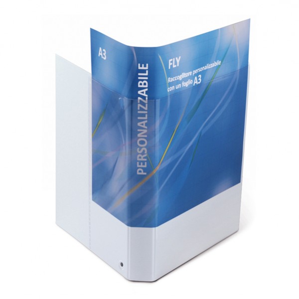 Raccoglitore personalizzabile Fly - 4 anelli a D 40 mm - dorso 5,5 cm - 22 x 30 cm - bianco - Sei Rota Raccoglitore personalizzabile Fly - 4 anelli a D 40 mm - dorso 5,5 cm - 22 x 30 cm - bianco - Sei Rota