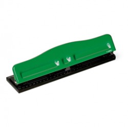 Perforatore 840 - massimo 8 fogli - 4 fori regolabili - passo 6/8 cm - verde - Lebez