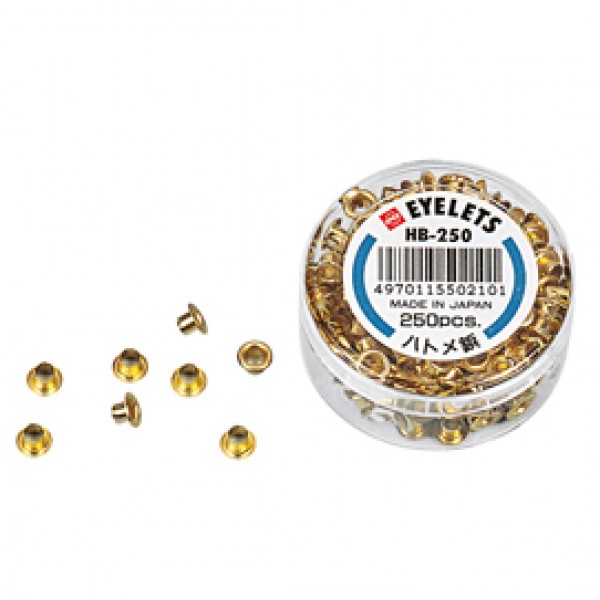 Occhielli ottonati per occhiellatrice - diametro 5 mm - oro - Lebez - conf. 250 pezzi Occhielli ottonati per occhiellatrice - diametro 5 mm - oro - Lebez - conf. 250 pezzi