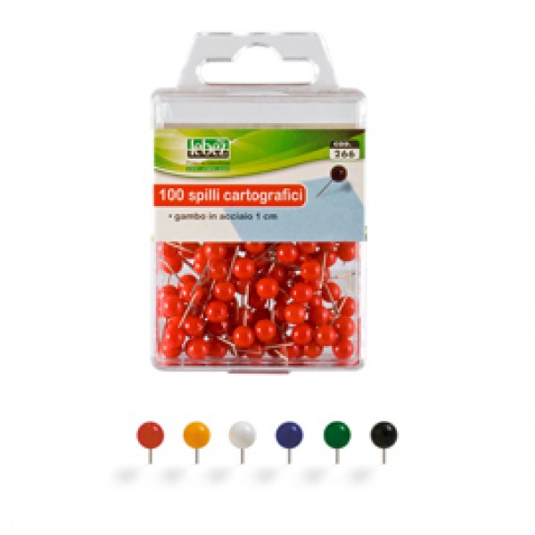 Spilli cartografici a sfera - bianco - Lebez - conf. 100 pezzi Spilli cartografici a sfera - bianco - Lebez - conf. 100 pezzi