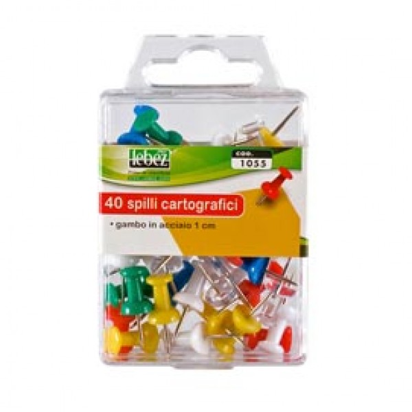 Spilli cartografici a clessidra - colori assortiti - Lebez - conf. 40 pezzi Spilli cartografici a clessidra - colori assortiti - Lebez - conf. 40 pezzi