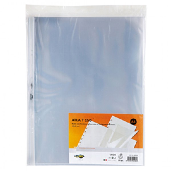Buste forate Atla T - pesante - liscio - 30 x 42 cm (libro) - trasparente - Sei Rota - conf. 10 pezzi Buste forate Atla T - pesante - liscio - 30 x 42 cm (libro) - trasparente - Sei Rota - conf. 10 pezzi