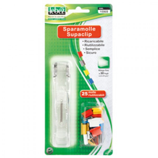 Sparamolle SuperClip - 25 mollette incluse - misure assortite - colori assortiti - Lebez Sparamolle SuperClip - 25 mollette incluse - misure assortite - colori assortiti - Lebez